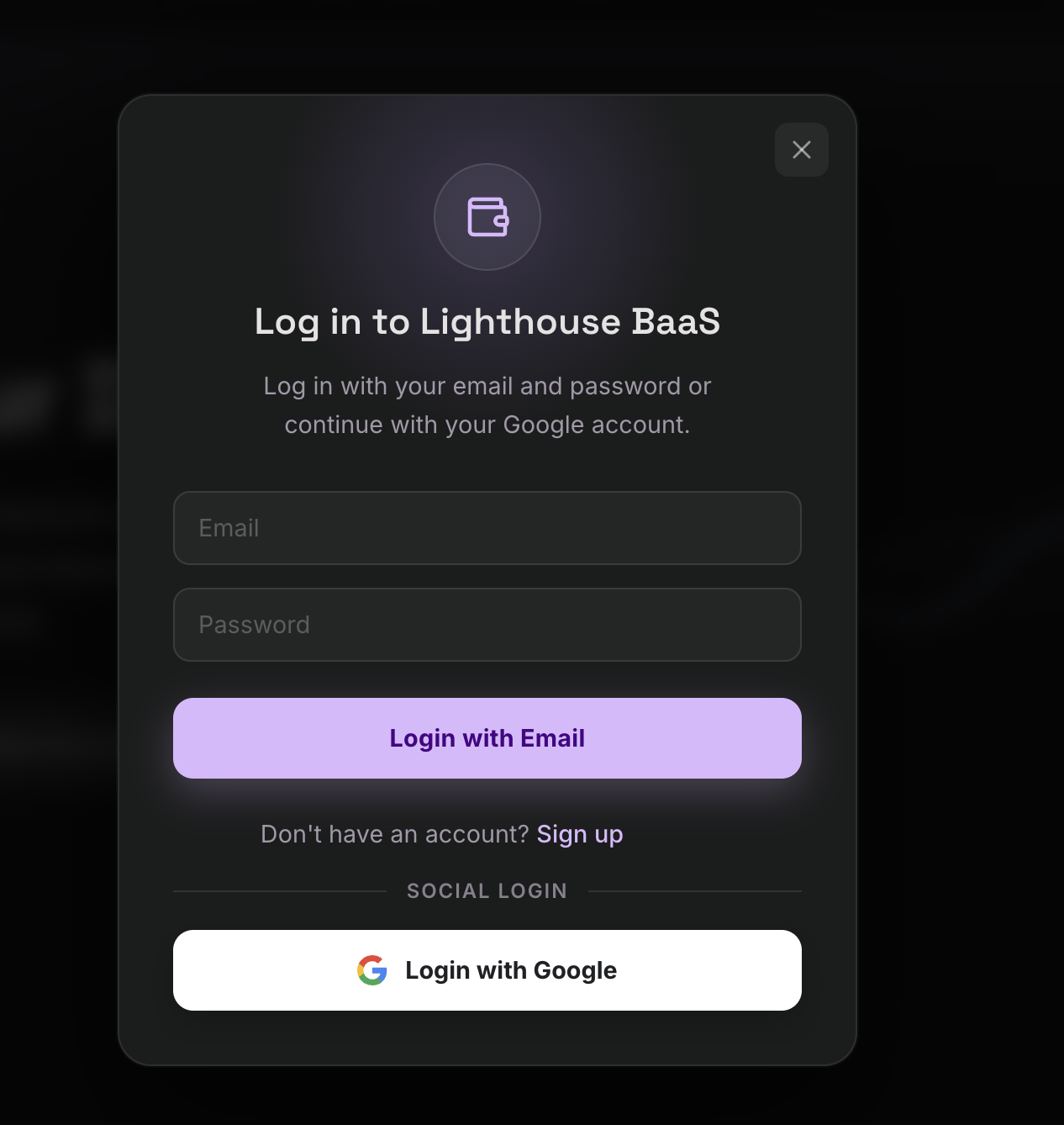 BackupData.io login modal